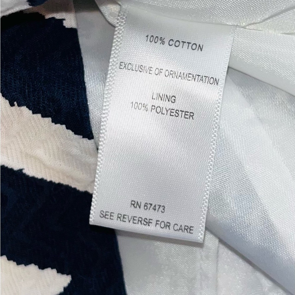 TAYLOR Jacquard Navy & White Cotton Dress sz 6 - Picture 8 of 12